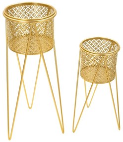 Set di 2 piedistalli per piante in metallo ø 20 cm altezza 46 cm Nat - Mauro Ferretti