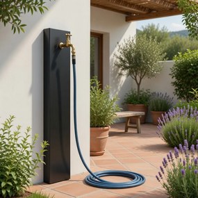 Fontana a Muro da Giardino Con Rubinetto 18x6x100 cm In Acciaio Antracite...