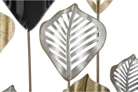 Pannello Decorativo Rettangolare Con Foglie 120x2,5x78,5 Cm In Ferro Oro Argento Nero Lex-A