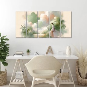 Quadri 5 pezzi – Figura delicata tra i fiori