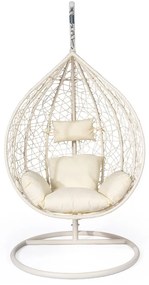 Poltrona sospesa bianco crema in rattan artificiale Noela - Bonami Selection