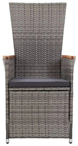 Set da pranzo da giardino 9 pz con cuscini grigio