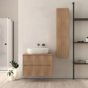 Mobile da bagno per lavabo da appoggio cannettato 80 cm rovere tabacco Palermo