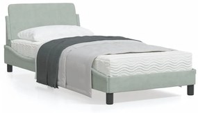 Giroletto Senza Materasso Grigio Chiaro 90x200 Cm Velluto /