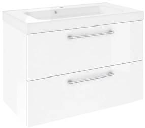 Mobile da bagno sotto lavabo SENSEA Remix bianco laminato lucido L 90 x H 58 x P 46 cm 2 cassetti, lavabo non incluso