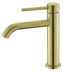 Kamalu - Miscelatore lavabo linea curva in acciaio inox finitura oro | KAM-ARTE ORO