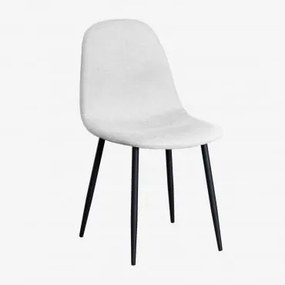 Confezione da 4 sedie da pranzo Glamm Nero & Tessuto Bianco Antico - Sklum