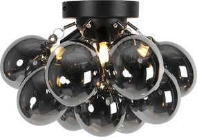 Plafoniera smart nera con vetro fumé 3 luci incluse 3 Wifi G9 - Uvas