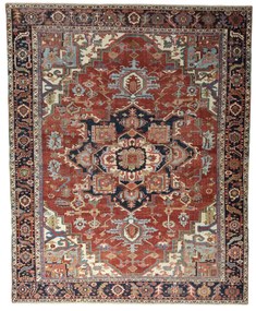 Heriz Tappeto 380x310 Rosso (Iran) Annodato A Mano