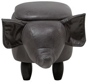 Pouf in tessuto similpelle grigio scuro ELEPHANT Beliani