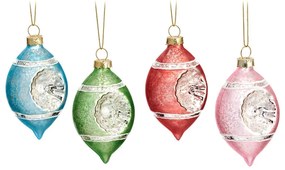 Decorazioni per albero di natale in set in vetro fatte a mano 4 pz ø 5,5 cm Vintage – Sass &amp; Belle