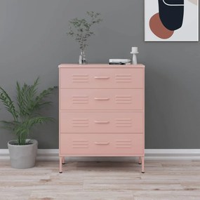 Cassettiera Rosa 80x35x101,5 Cm İn Acciaio /