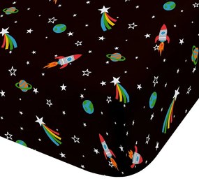 Lenzuolo con angoli per bambini nero per letto singolo 90x190 cm Rainbow Rockets – Catherine Lansfield