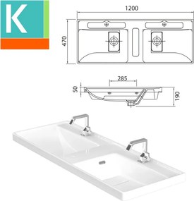 Mobile bagno 120cm con lavabo incasso a doppia vasca SP-120 - KAMALU