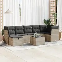 Set Divano da Giardino 8pz con Cuscini Grigio Chiaro Polyrattan 3325318