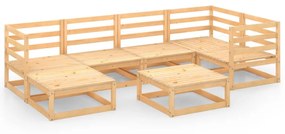 Set divani da giardino 7 pz in legno massello di pino