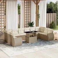 Set Divani da Giardino 11 pz con Cuscini Beige in Polyrattan 3268778