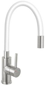 FERRO - Rubinetto per lavello con braccio flessible acciaio inossidabile/bianco