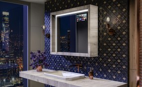 Specchio da bagno LED con cornice WoodenFrame nel colore Rovere Oslo