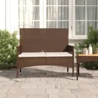 Panca da Giardino a 2 Posti con Cuscini in Polyrattan Marrone 319487