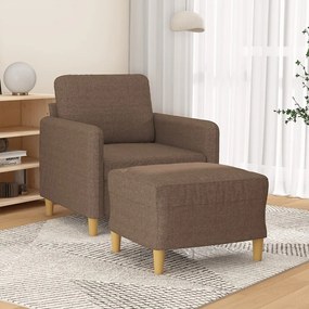 Poltrona Con Poggiapiedi Marrone 60 Cm İn Tessuto /