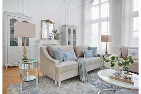 Shabby Chic divano estraibile color champagne in morbida ciniglia - Arrediorg