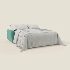 Leonida divano letto sfoderabile e materasso H18 cm - vano portaguanciali in tessuto Smacchiabile T23 verde acqua