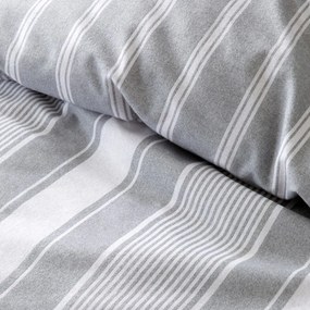 Biancheria da letto singola in flanella grigia 135x200 cm Ticking Stripe - Bianca