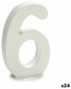 Numeri 6 Legno Bianco (2 x 16 x 14,5 cm) (24 Unità)