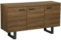 Madia credenza a 3 ante in legno scuro con base in metallo a slitta grigia in alluminio con ripiani Mobile contenitore per la casa industriale