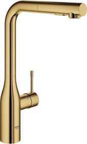 Rubinetto da cucina con doccetta a L con manico in zama Essence GROHE rame satinato