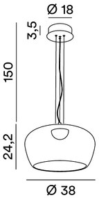 Perenz Kave – sospensione Ø 38 cm in vetro bianco lucido / fumé specchiato