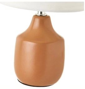 Lampada da tavolo in ceramica bianco-marrone con paralume in tessuto (altezza 24 cm) - Casa Selección
