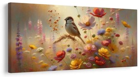 Quadro su tela – Passero sul prato estivo
