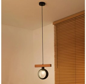 Duolla - Lampadario a sospensione su cavo IRONLINE 1xE27/15W/230V pino/rovere/nero
