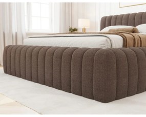 Letto matrimoniale imbottito marrone con contenitore e rete inclusi 160x200 cm Carilla – ELTAP