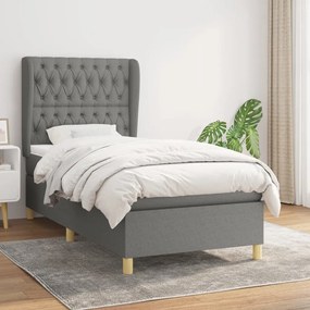 Giroletto A Molle Con Materasso Grigio Scuro 90x200 Cm Tessuto /