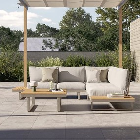 Salotto da giardino angolare Menorca NATERIAL in alluminio beige e con cuscini in poliestere beige per 5 persone