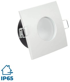 Portafaretto IP65 Quadrato da Incasso per GU10 Foro Ø70mm Bianco
