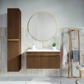 Mobile da bagno sotto lavabo RANDAL LOA noce opaco L 80 x H 40 x P 46 cm 1 cassetto, lavabo posizionabile centralmente non incluso