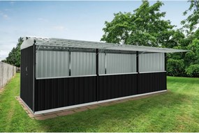 Chiosco in acciaio grigio 2.7 x 7.7 m, superficie esterna 21.39 m² e spessore parete 60 mm, senza pavimento porta a due ante, SAPIL Cuba