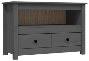 Mobile porta tv grigio 79x35x52 cm in legno massello di pino