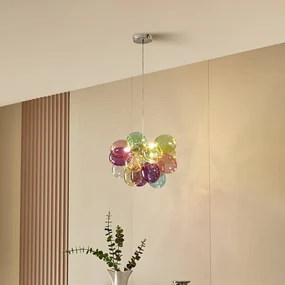 Lucande lampada a sospensione Diborah, Ø 40 cm, colorata, vetro, G9