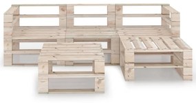 Set divani da giardino su pallet 5 pz in legno di pino