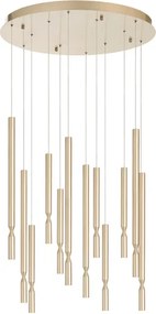 Lampada a sospensione LED a 12 Luci in metallo verniciato Oro 60 cm TUBIC