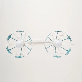 Lampadario a sospensione per bambini STARS 2xE27/15W/230V turchese/bianco