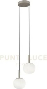 Lampadario a sospensione eris bianco e marrone in alluminio+vetro 2...