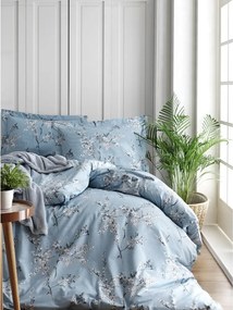 Set copripiumino e federa blu in cotone renforcé per letto matrimoniale ed esteso 240x220 cm Blue Floral – Mila Home Luxury