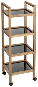Scaffale per il bagno nero/di colore naturale in acacia massiccia 35x101,5 cm Fondi – Wenko