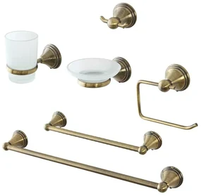 Set accessori a muro 6 pezzi in acciaio con finitura bronzo e viti incluse  Iris